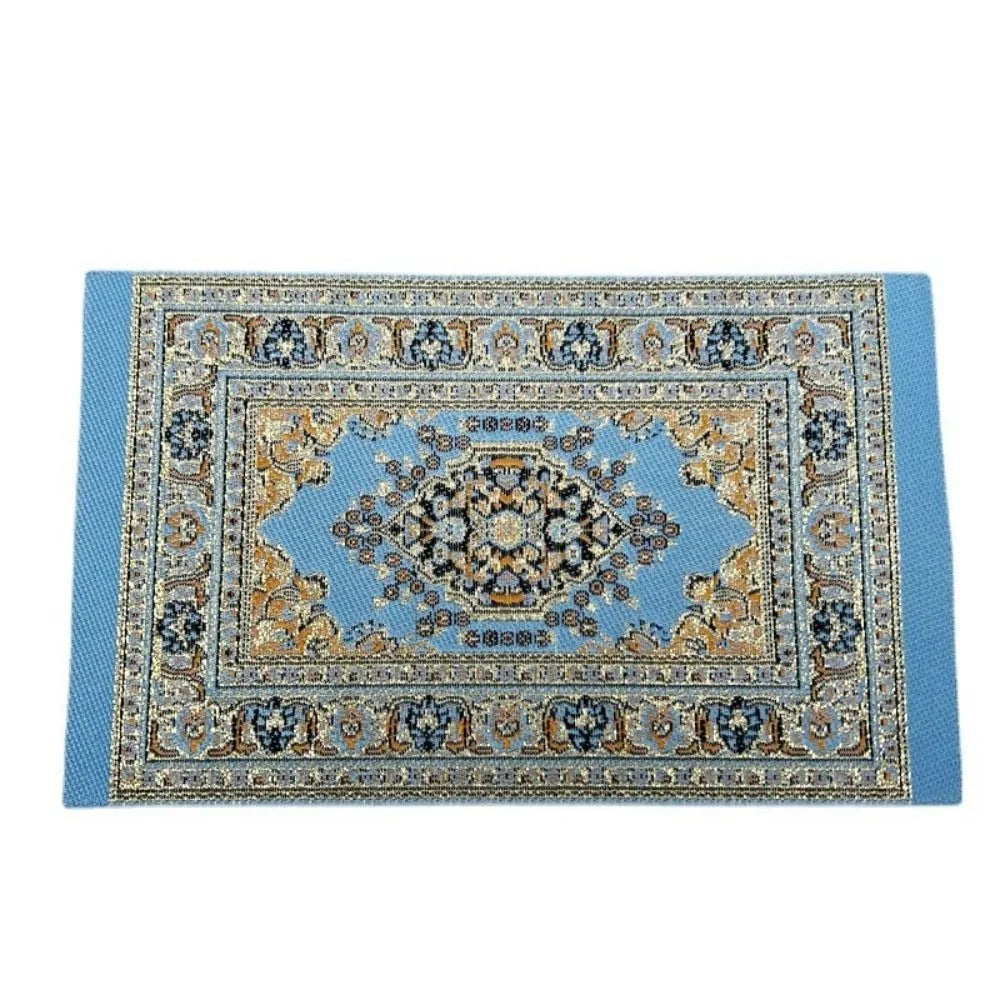 tapis ornements floraux géométriques classique rouge bleu rose beige vert adhésif poupées accessoire