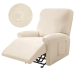 Housse fauteuil inclinable gris clair uni moderne adhésif poche respirante durable confortable hydrofuge lavable