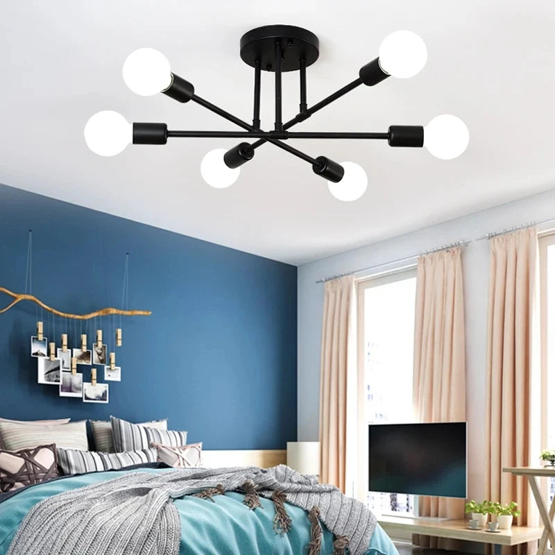 plafonnier led or noir moderne éclairage quotidien contemporain chambre salonSuspens fer flux lumineux minimaliste