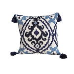 coussin boho carré 45x45cm beige motif géométrique brodé tassel déco siège voiture