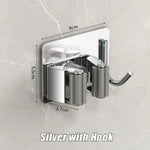 porte balai acier inoxydable adhésif mural moderne gris rangement salle bain étanche