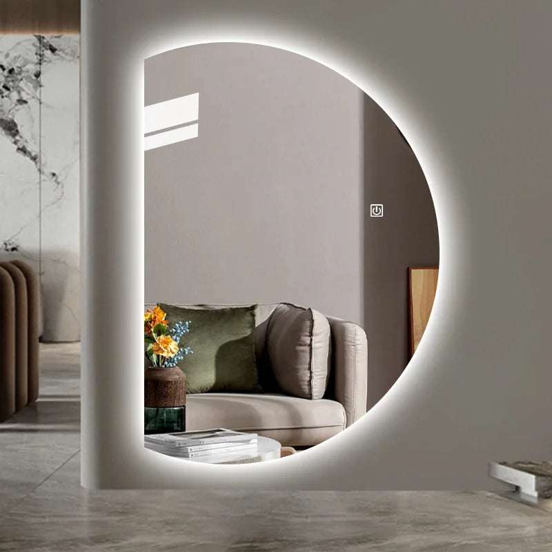 miroir moderne éclairé gris blanc fogless 50cm 60cm 70cm aluminium