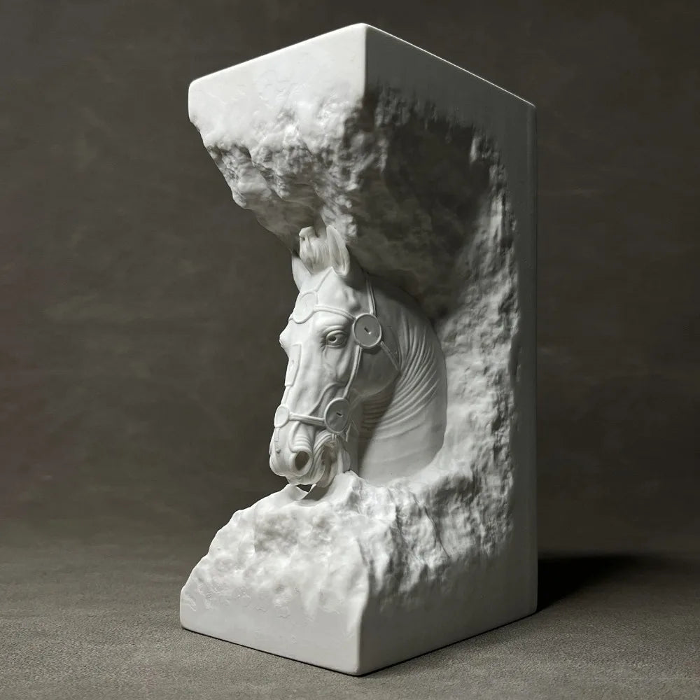 statue cheval blanc relief classique décoration intérieure esthétique blanche maison moderne nouvelle chambre salon