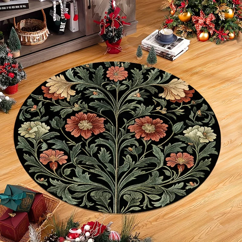 tapis moderne floral géométrique noir blanc rose rouge vert salon chambre enfants