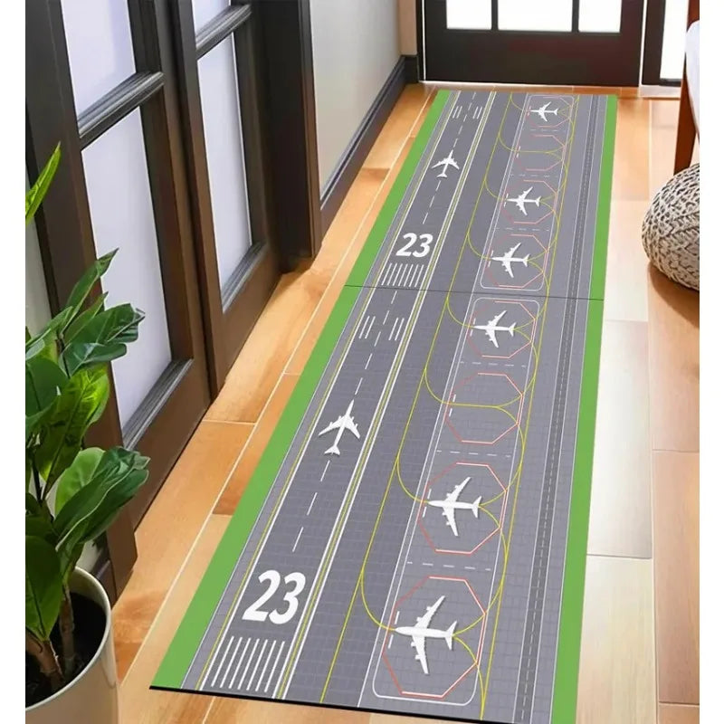 tapis moderne avions route fleurs vert gris blanc chambre décoration extérieur