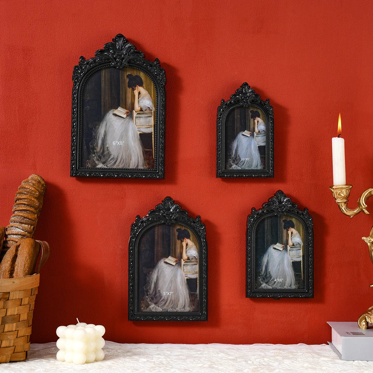 cadre photo vintage noir blanc orné résine baroque décoration photo moderne