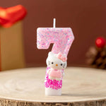 bougies numériques forme chiffres rose pailletées décoratives enfantine hello kitty argentées festive