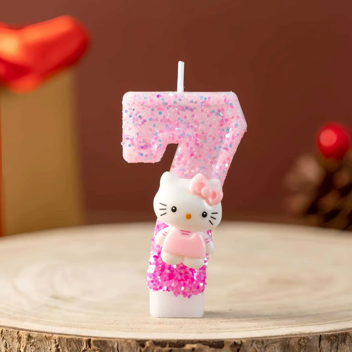 bougies numériques forme chiffres rose pailletées décoratives enfantine hello kitty argentées festive