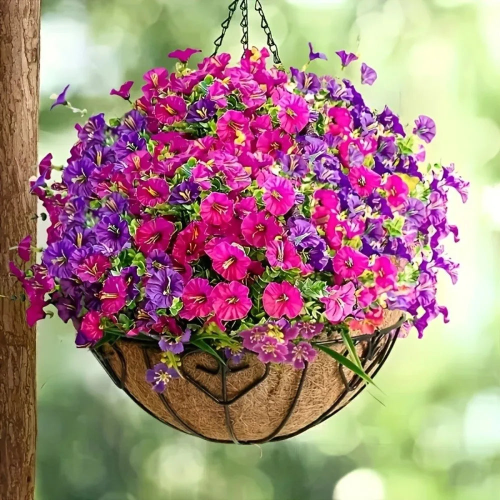 fleurs artificielles violet rose blanc petunia moderne vase support mural decoration intérieure