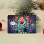 étui cartes bancaires adhésif belle bête vitraux colorés rose personnages réutilisable