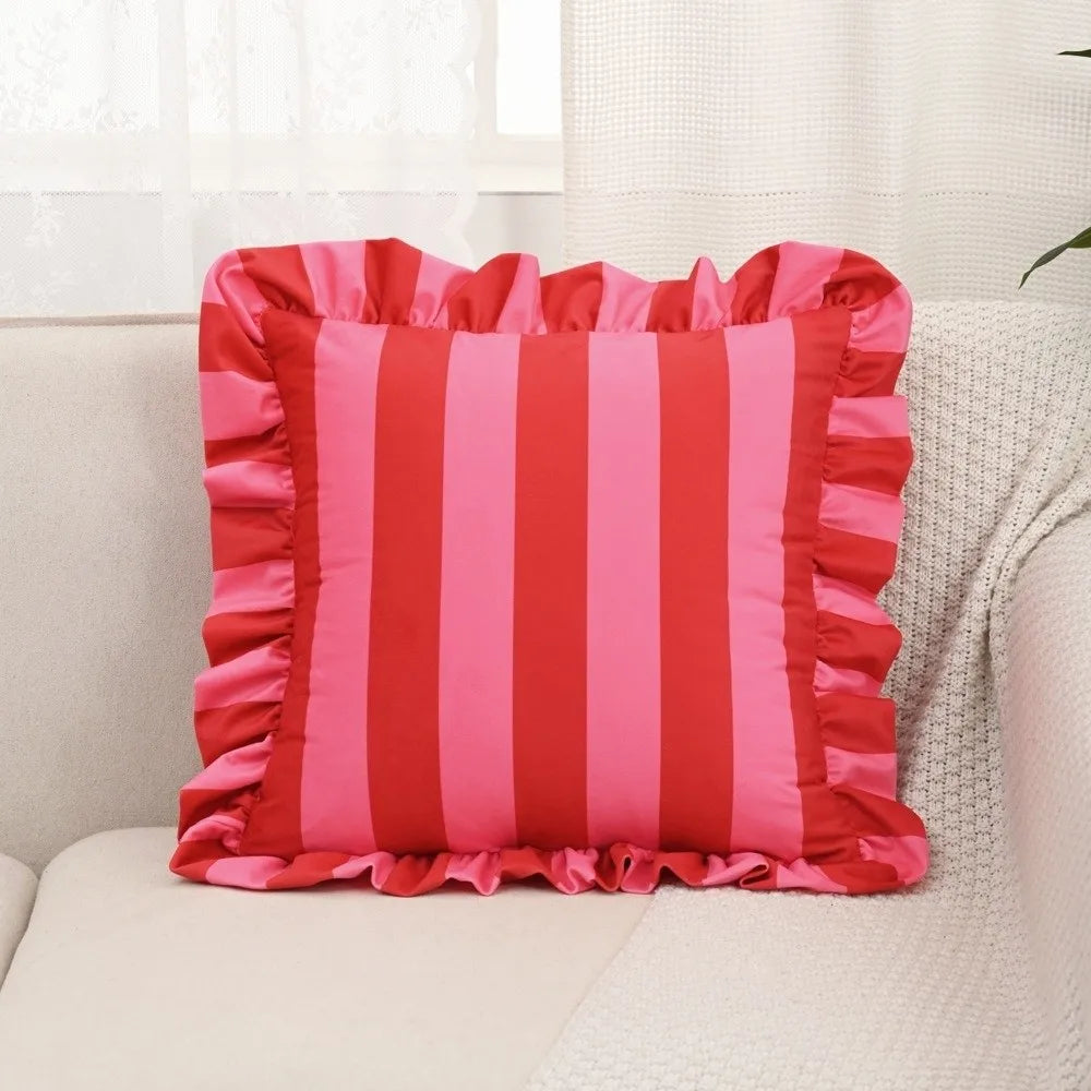 taie d'oreiller rayée vert rose polyester moderne adhésif lit chambre salon decoration 45cm 45cm