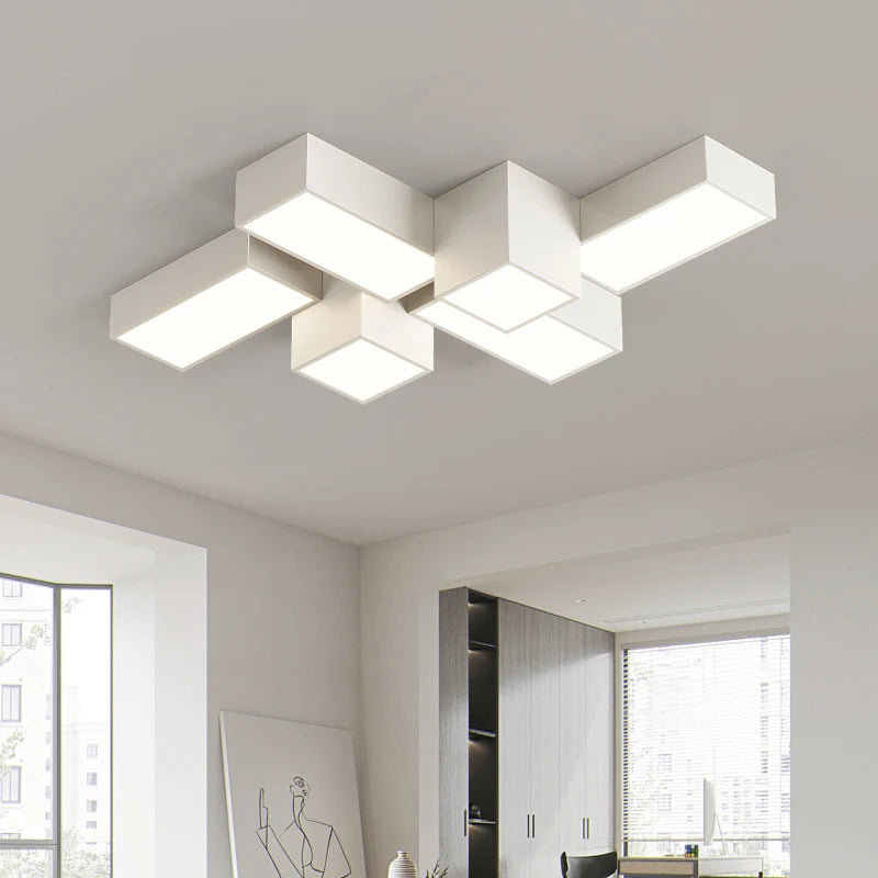 plafonnier led blanc noir moderne minimaliste géométrique acrylique fer autonome