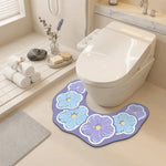 tapis toilette antidérapant absorbant eau motif fleurs moderne salle bain rapide sèche tapis sol