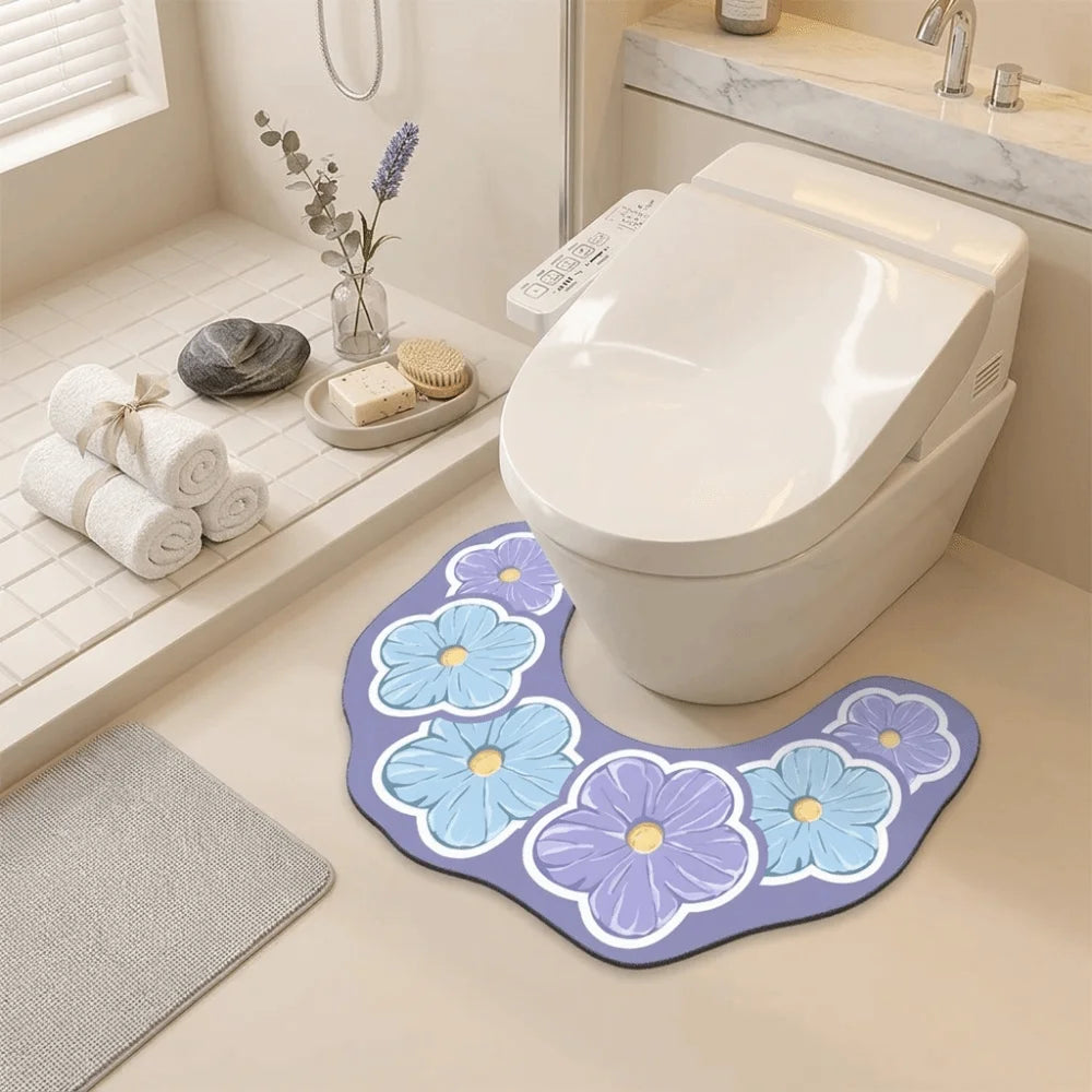tapis toilette antidérapant absorbant eau motif fleurs moderne salle bain rapide sèche tapis sol