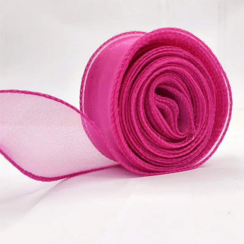 ruban satin organza transparent élégant rose clair blanc gris rouge vert pastel 10 yards