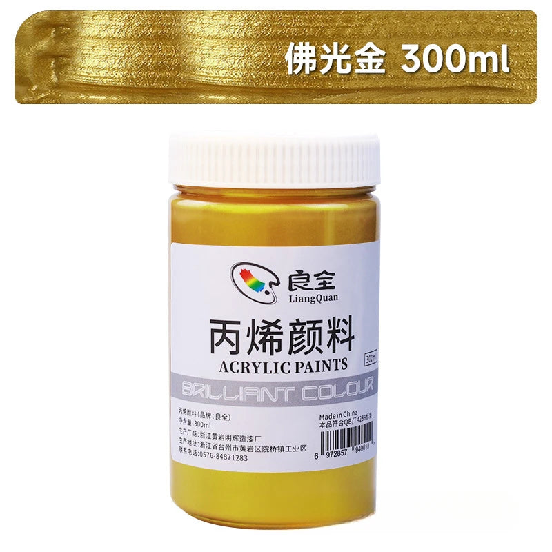 peinture acrylique métallique pigment or argent bronze 300ml art chinois restauration bouddha toile verre