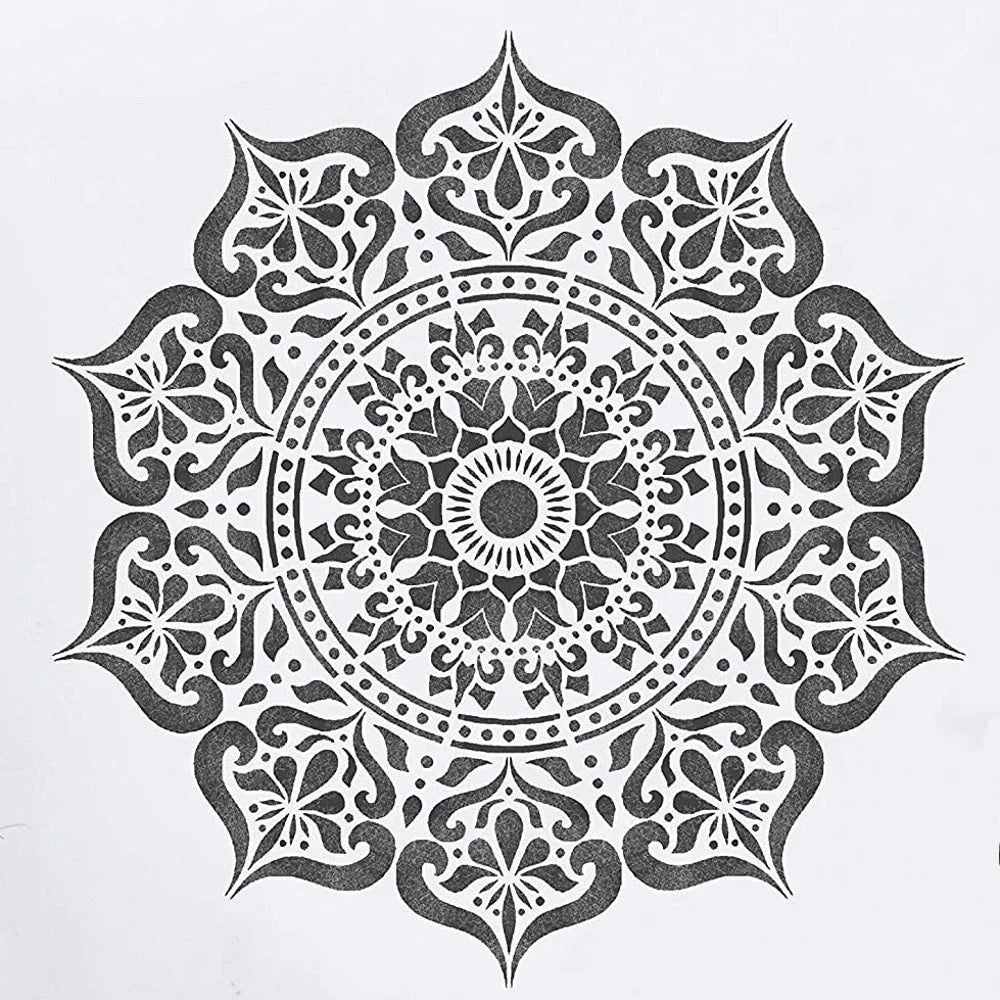tampon peinture mandala floral géométrique noir beige bricolage scrapbook pochoir décorationOpaque traditionnel