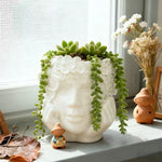 pots fleurs résine forme fille fleurs sculptées succulentes cactus plantes vertes deco bohème vintage