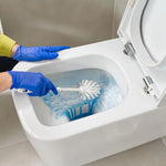 brosse wc blanche moderne fibres vis poignée métallique durable plastique