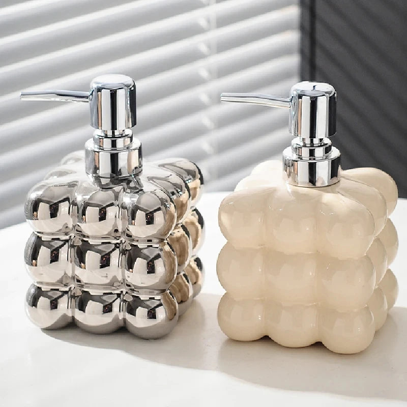 distributeur savon liquide argenté moderne maison 350ml 450ml rechargeable pompes