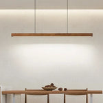 suspension lumineuse bois naturel moderne long luminaire salon cuisine salle manger intérieur