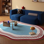 tapis moderne rayures diagonales bleu jaune blanc rouge salon chambre bleu jaune blanc rouge