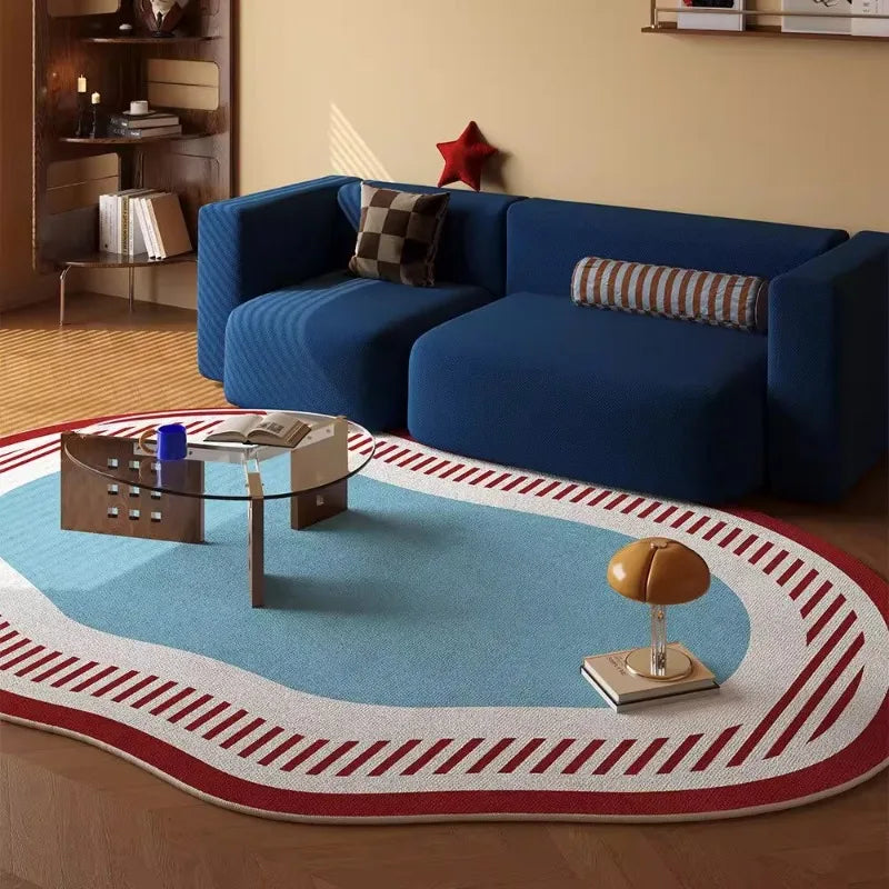 tapis moderne rayures diagonales bleu jaune blanc rouge salon chambre bleu jaune blanc rouge
