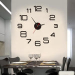 horloge murale 3D lumineuse verte rouge dorée moderne adhésive 50cm 40cm numéros blancs