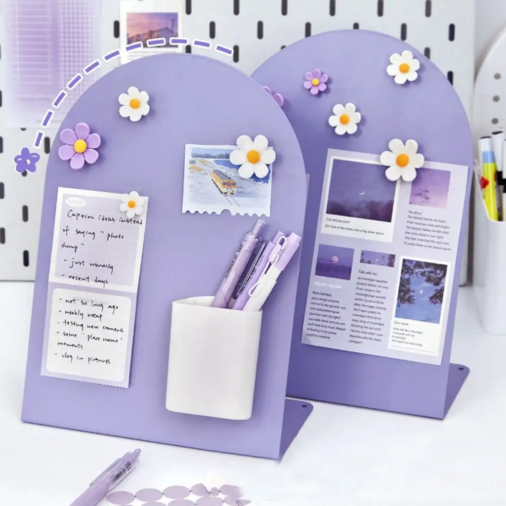 support livre violet compartiment stylos fleurs relief moderne pratique maison