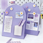 support livre violet compartiment stylos fleurs relief moderne pratique maison