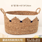 panier tissé rotin naturel blanc noir franges motifs ethniques boho respectueux environnement