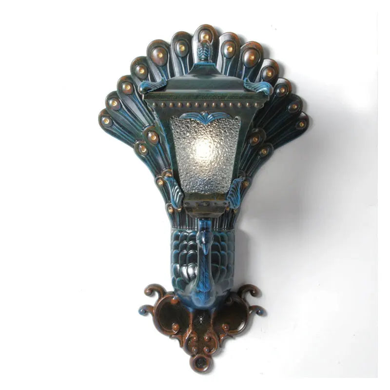 lampe murale paon baroque bleu doré motif brillant éclairage maison applique murale ip65 aluminium