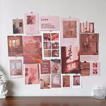 collage mural vintage romantique paysages floraux clips rose beige vert bleu blanc adolescents