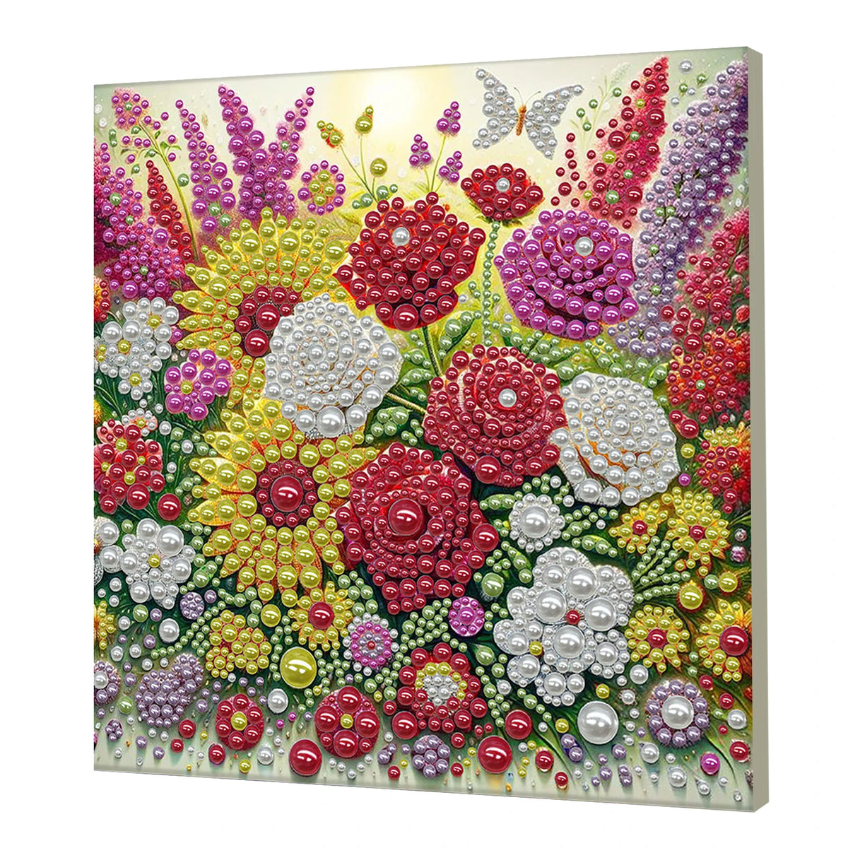 tableau décoratif fleurs coquillages art floral brillant rose violet bleu vert blanc moderne adultes