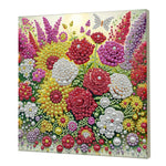 tableau décoratif fleurs coquillages art floral brillant rose violet bleu vert blanc moderne adultes