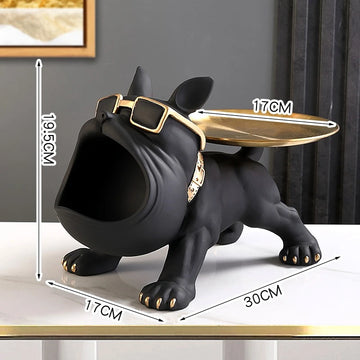 statue chien noir gris orange verte résine main doré bijoux clés moderne européen