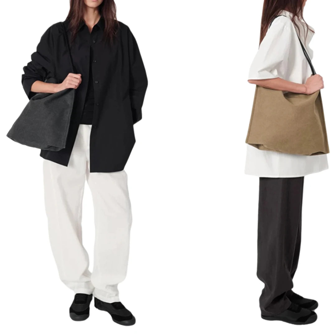 sac main femme toile douce minimaliste décontracté polyvalent beige clair quatre saisons fixations inclusion
