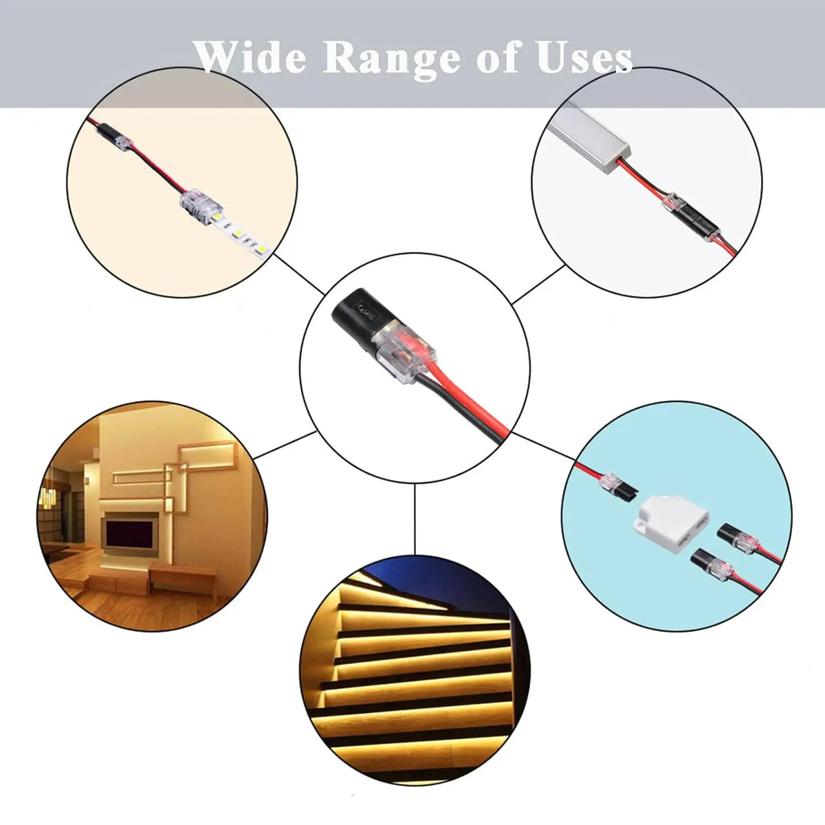 connecteurs câble noir transparent rondelles métalliques pratique led 20pcs 30pcs 40pcs 50pcs