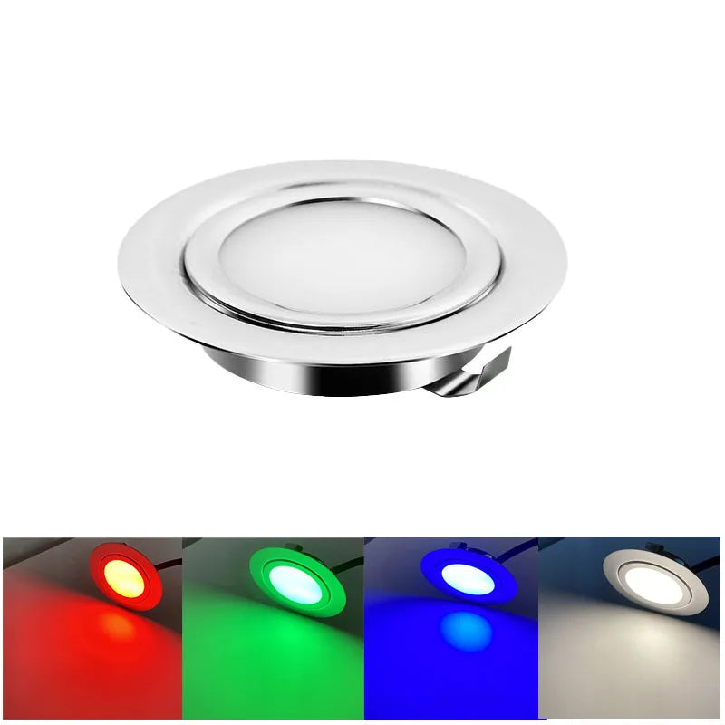 Spot LED argenté moderne acier inoxydable IP65 12V 3W RGBW vis