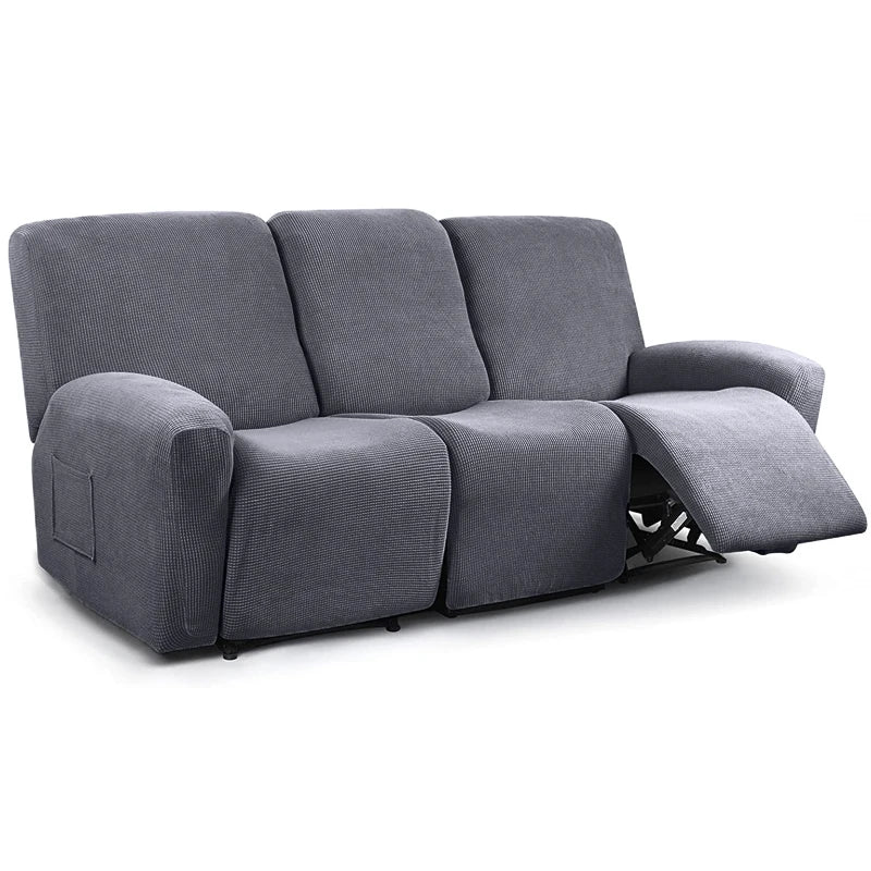 Housse canapé gris tissu carreaux moderne poche places