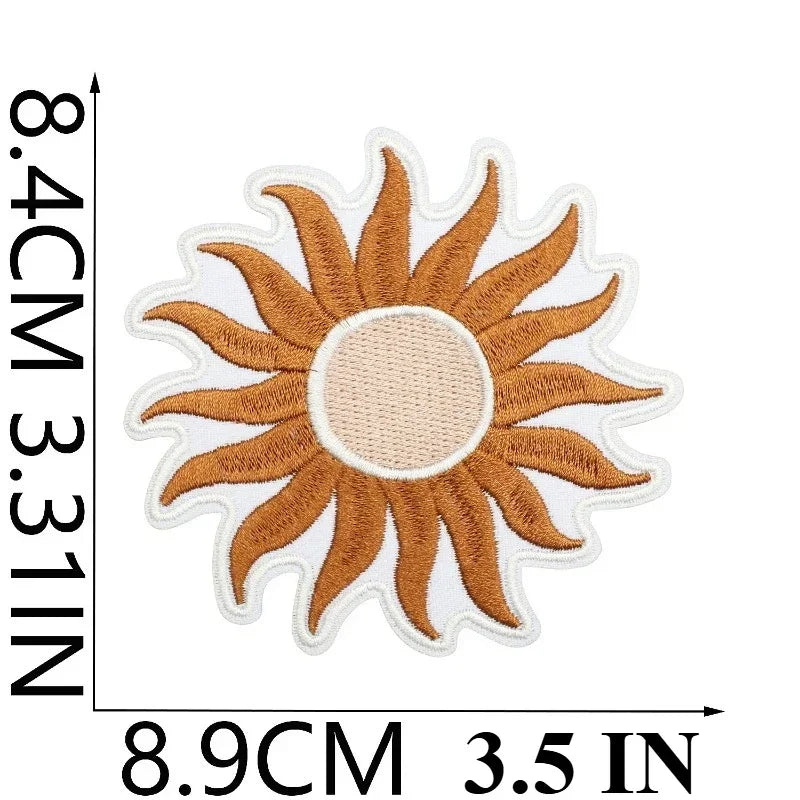 patch décoratif brodé orange marron rose bleu soleil corail oeil turc écologique coton polyester