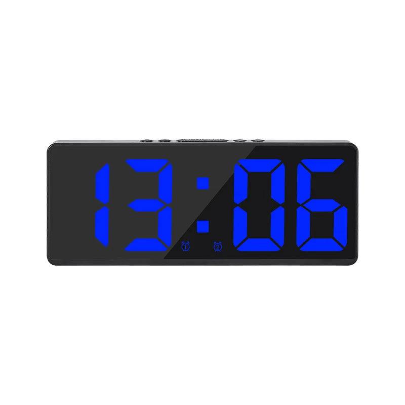 horloge numérique moderne affichage LED noir quartz détecteur vocal 12H 24H