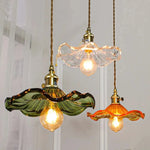 lustre suspendu vintage verre coloré tulipe filaments ampoule salon chambre