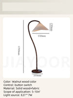 lampe sol moderne bois marron foncé led 170cm éclairage neutre