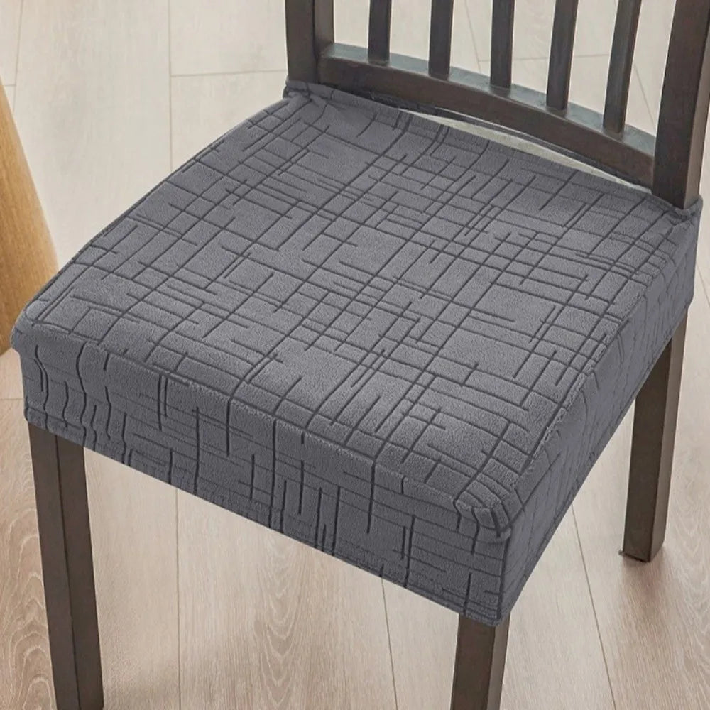 housses chaise tissu jacquard motif géométrique gris antidérapantes modernes fixations inclusées
