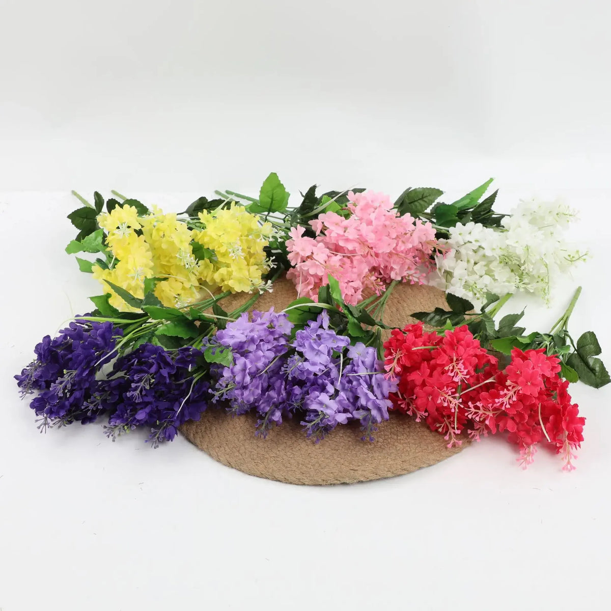 bouquet hyacinthe artificielle violet rose jaune blanc moderne décoration intérieur mariage anniversaire baby shower