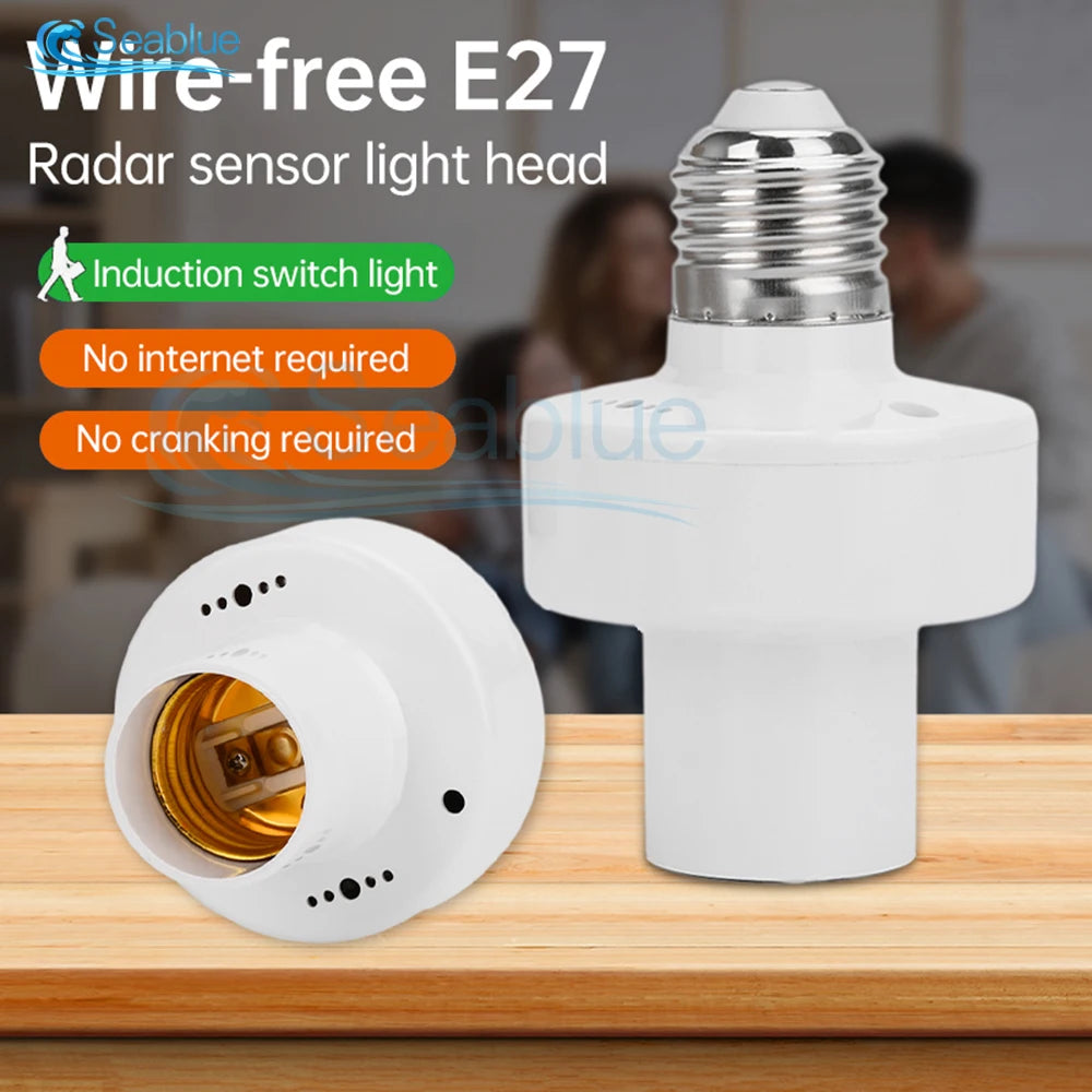 support lampe radar induction e27 blanc moderne adhésif led économieénergie