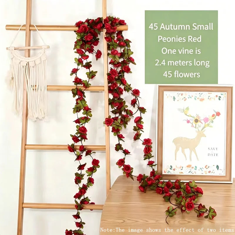 guirlande artificielle roses blanches vertes mariage décoration intérieure diy fleurs feuilles adhésif floral