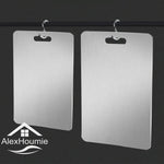 planche découper acier inoxydable rectangle moderne lisse clips argente sale