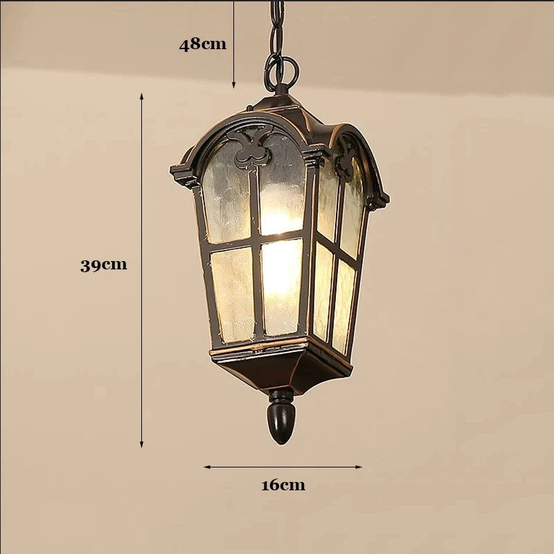 lampe suspendue classique transparente motifs géométriques noir chaîne salon chambrehôtel